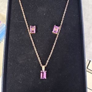 Amethyst and Sterling Pendant and Earring Set